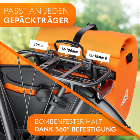 Freithal 2in1 Fahrradtasche - 100% Wasserdichte Gepäckträgertasche!