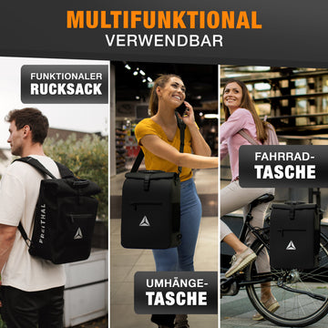 Freithal 3in1 Fahrradtasche - Rucksack & Gepäckträgertasche kombiniert